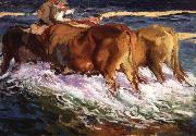 Joaquin Sorolla Y Bastida Oxen Study for the Afternoon Sun Spain oil painting artist